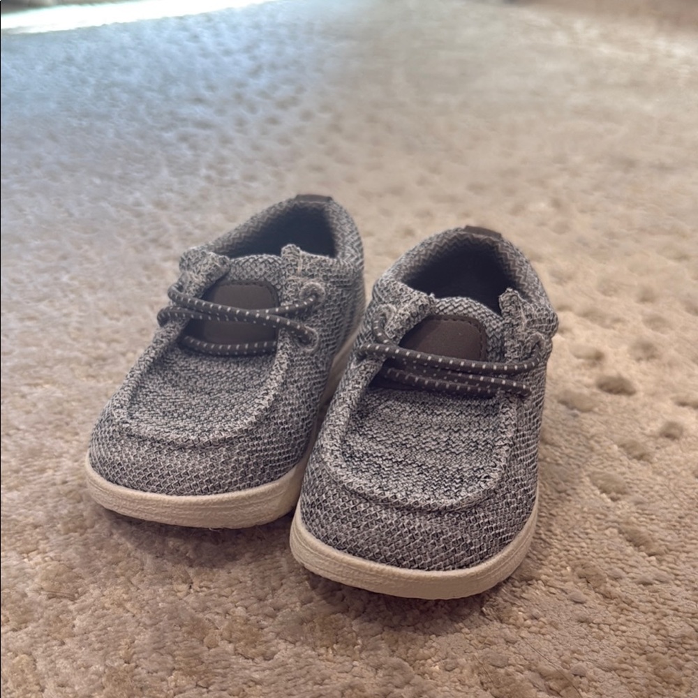 Old Navy Gray Moccasins with Soft Knit and Easy Velcro
